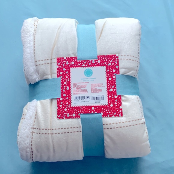 Martha Stewart Collection Classic Micro Mink Sherpa Throw Faux Fur 50”c 60” - Picture 4 of 5